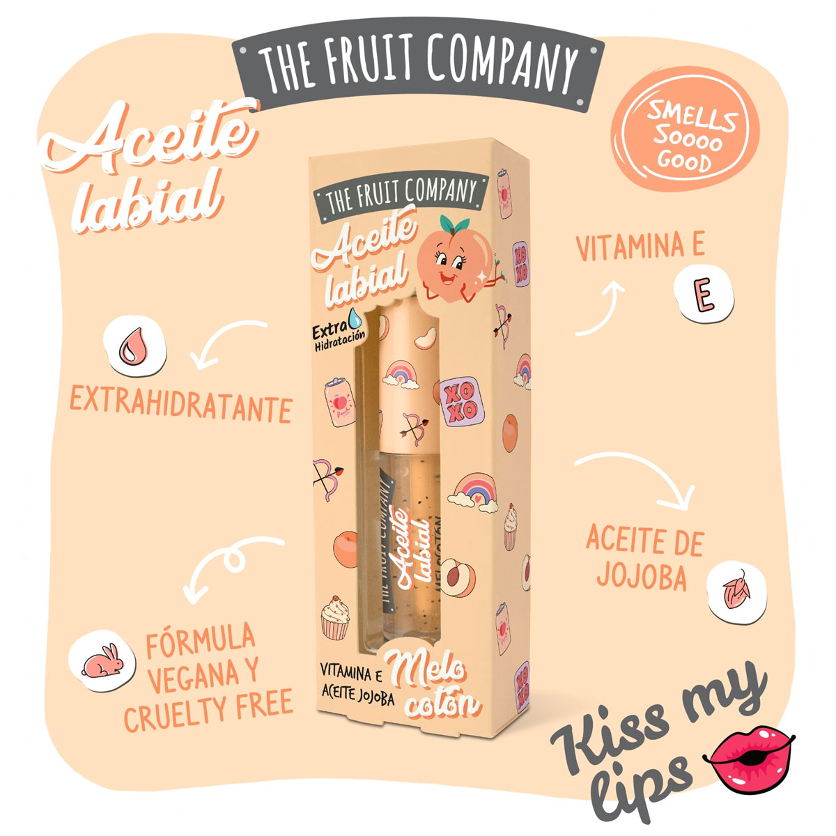 Aceite labial MELOCOTÓN 3,6ml.